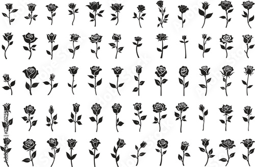 Elegant black rose silhouette vector showcasing timeless beauty and minimalism.