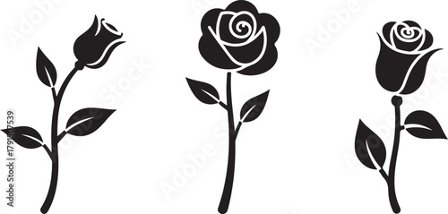 Elegant black rose silhouette vector showcasing timeless beauty and minimalism.