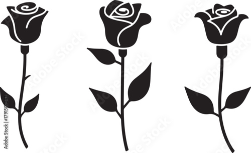 Elegant black rose silhouette vector showcasing timeless beauty and minimalism.