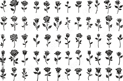 Elegant black rose silhouette vector showcasing timeless beauty and minimalism.