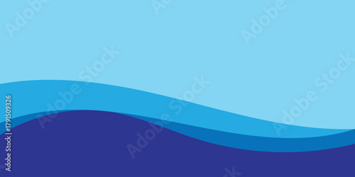 abstract creative blue sea wave layered design art for banner, poster, background.