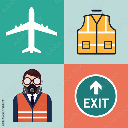 Minimal Flat Vector Illustration of Aviation Safety Guidance