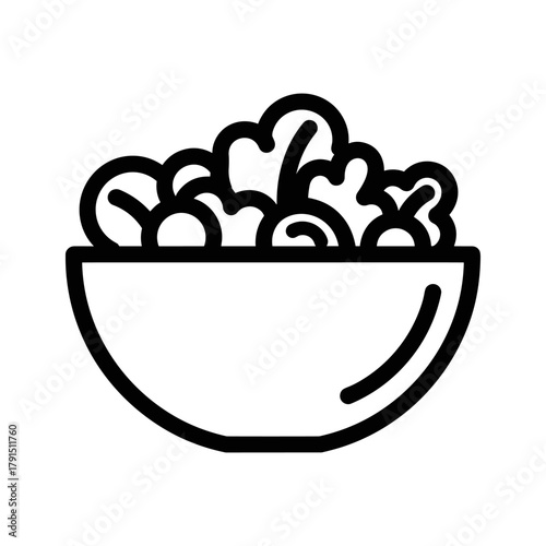Bowl of salad icon with lettuce and vegetables