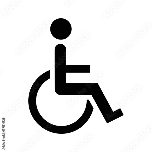Black icon representing a person in a wheelchair, indicating disability or accessibility