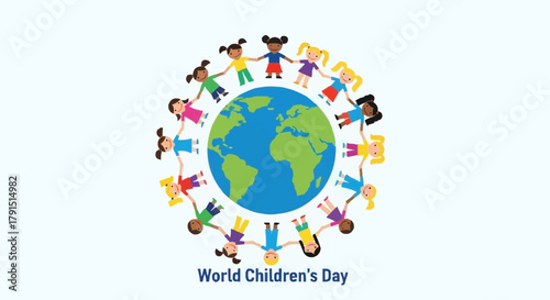Children around the world holding hands celebrating World Childrens Day.