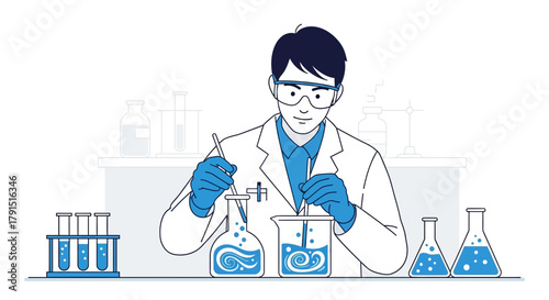 Scientist conducting scientific research in a laboratory environment with laboratory equipment and