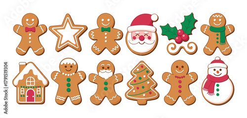 Christmas gingerbread cookies collection