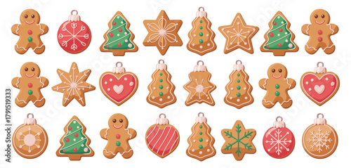 christmas gingerbread cookies illustration for festive holiday bakery art and seasonal decor design