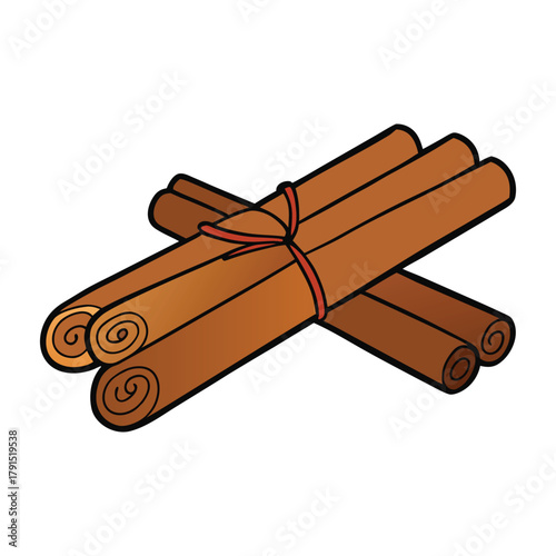 A bundle of warm, aromatic cinnamon sticks, their rich brown color and curled texture hint at spicy, sweet flavors perfect for cooking or cozy drinks.
