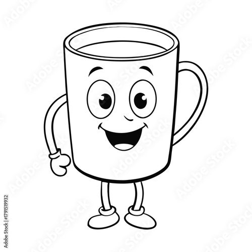 A stylized tea mug coloring page featuring an elegant cup with artistic patterns, steam swirls, and creative designs—perfect for relaxing, cozy, and mindful coloring fun.
