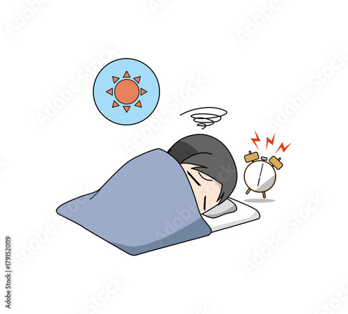 寝起きが悪い男性のイラスト