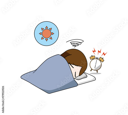 寝起きが悪い女性のイラスト