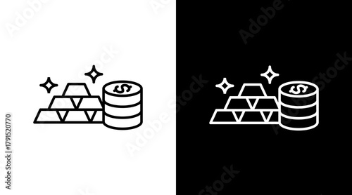 Gold Bar  White Icon Set Design