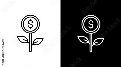 Money Tree  White Icon Set Design