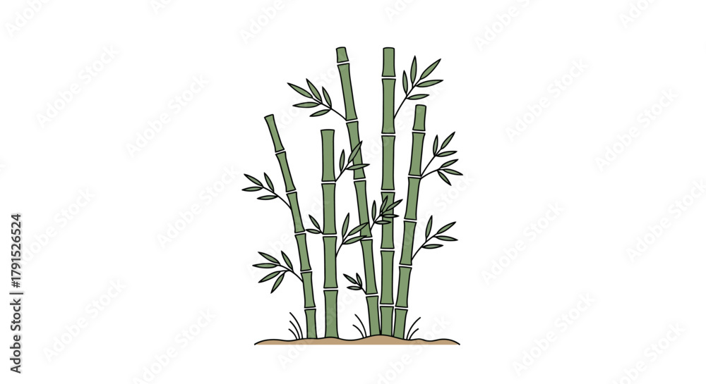 Fototapeta premium Minimalist Bamboo Illustration for Asian-Inspired Designs and Sustainable Theme Projects, suitable for ecological awareness campaigns, zen garden layouts, or oriental graphic elements.