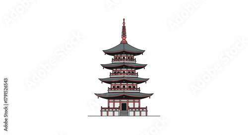 Traditional Japanese Pagoda Structure with Distinctive Multi-Tiered Architecture, Ideal for Travel, Cultural Heritage and Architectural Design Projects