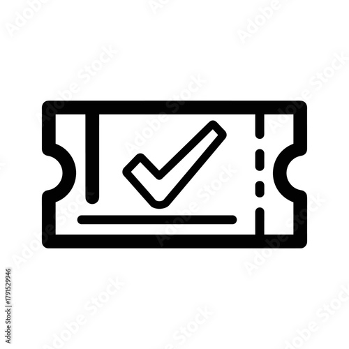 Ticket with a checkmark, indicating validation or success