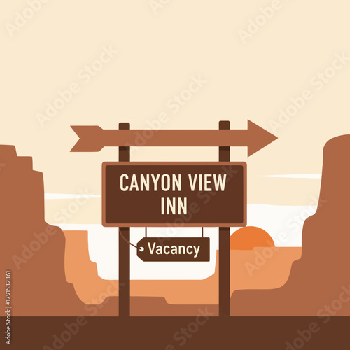 Canyon View Inn offers vacancy in a desert landscape, perfect for scenic getaways and travel ads