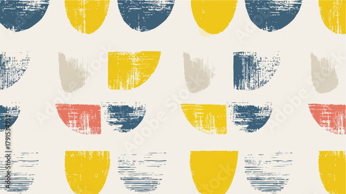 Padrão abstrato de formas geométricas semicirculares com textura grunge em tons pastel