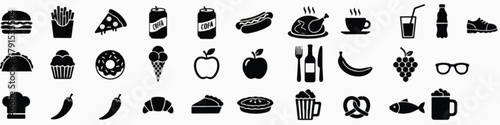 Minimalist Food and Drink Icon Set – Meals, Beverages, Restaurant Elements 1