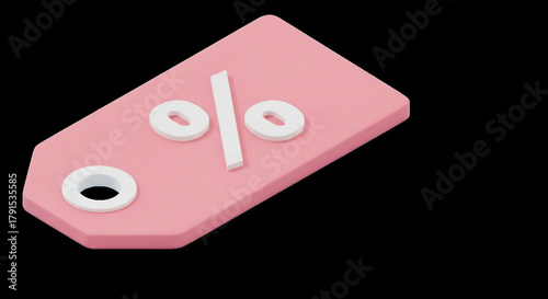 Pink tag with a percentage sign on a