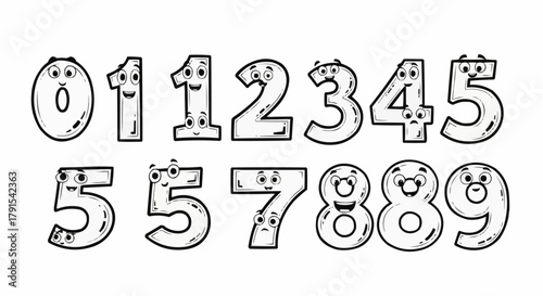 Cartoon Numbers with Faces - Educational and Fun Learning Resource.