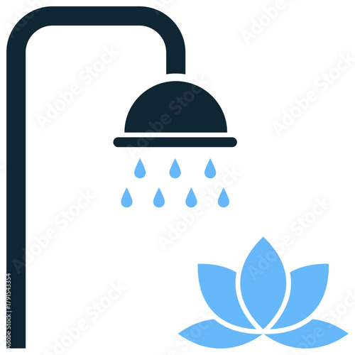 Spa Shower Icon Vector Ideal for concepts related to cleanliness, hygiene, refreshment, and self-care in beauty or hotel settings.