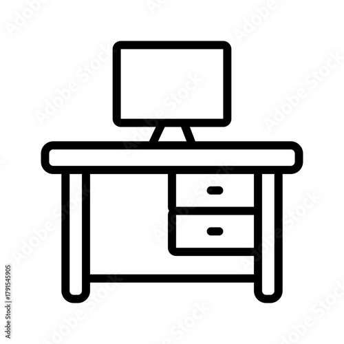 Vector black line icon for Desk