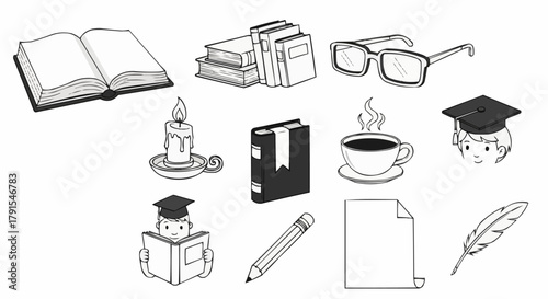 Collection of Education and Study Related Icons and Symbols.