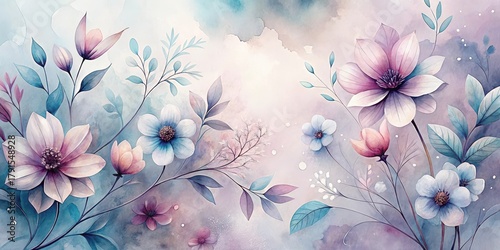 Serene Watercolor Floral Arrangement Featuring Delicate Blooms and Lush Greenery in Soft Pastel Hues