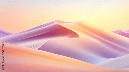 Abstract pastel desert landscape, sunrise, artistic digital painting, possible use for wallpaper or screensaver