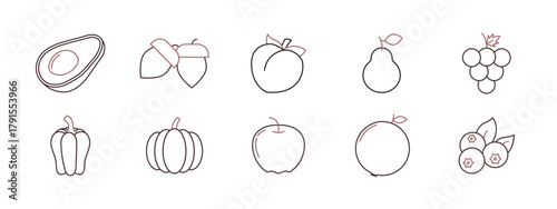 Thanksgiving icon set. Simple vector in modern thin line style. Vector illustration.