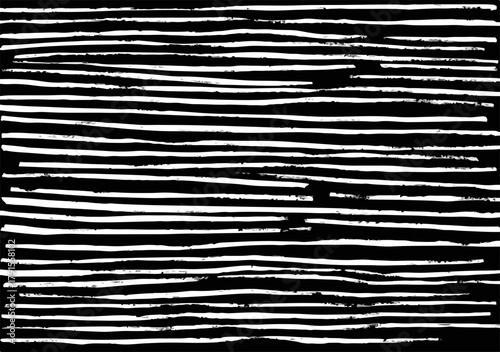 Fundo abstrato com linhas horizontais irregulares em preto e branco, vetor minimalista para design gráfico.