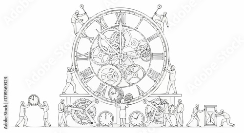 Intricate Clockwork Mechanism with Human Figures.