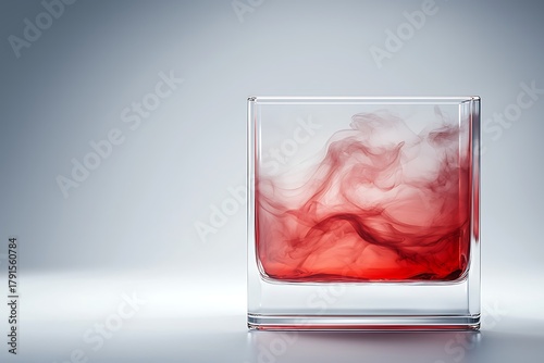 Elegant Glass with Red Liquid Swirl in Artistic Presentation for Minimalist Aesthetic