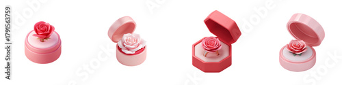 Elegant rose rings in delicate boxes, perfect for romantic gifts, anniversaries, or special occasions, symbolizing love and commitment in a charming way