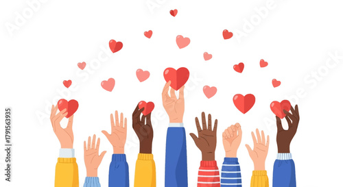 Diverse Hands Reaching for Hearts