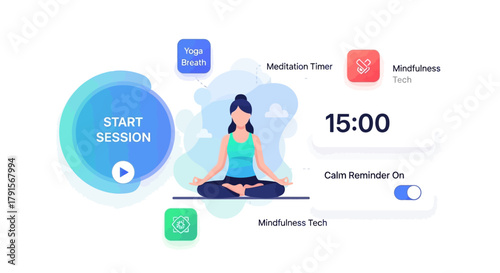 Illustration of a woman meditating with a