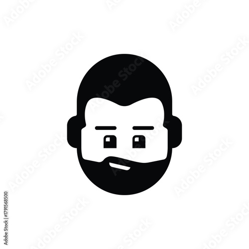 funny fat man head with thick beard logo vector