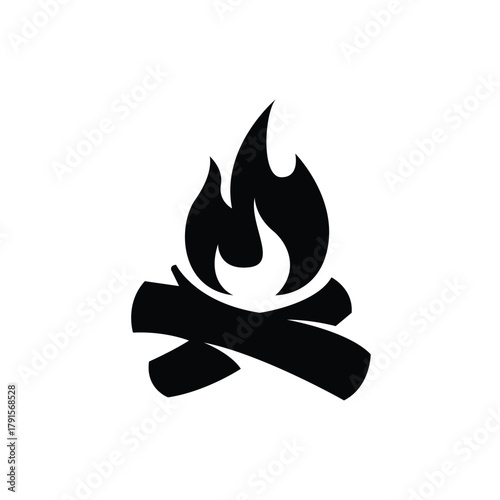 simple silhouette of campfire logo vector