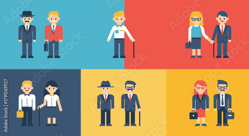 Flat illustration of diverse business people in
