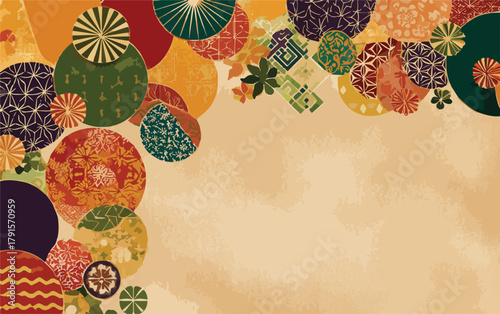 Ilustração vetorial vibrante apresentando uma composição de elementos decorativos asiáticos, ideal para projetos que buscam um toque cultural e elegante.