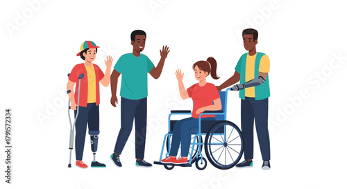 Diverse Group of Friends with Woman in Wheelchair