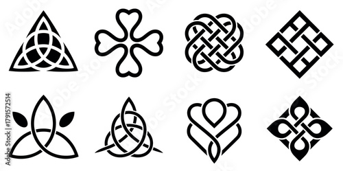 Endless knot sacred geometry with celtic interlaced patterns and buddhist decorative symbolism