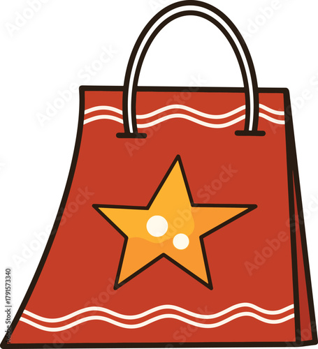 A red shopping cartoon with a star stuck in the middle