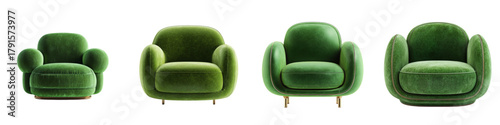 Plush green armchairs showcase modern, luxurious comfort and elegant design ideal for sophisticated interior decor and boutique furniture collections.