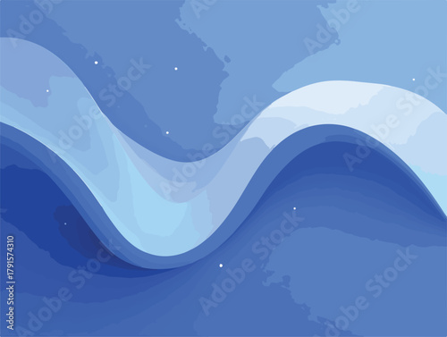 Design vetorial abstrato com curvas elegantes em diferentes matizes de azul, evocando uma atmosfera calma e dinâmica para fundos digitais.