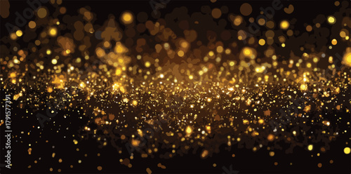 Um fundo abstrato deslumbrante com uma profusão de brilhos dourados cintilantes e efeito bokeh, ideal para celebrações e eventos festivos.