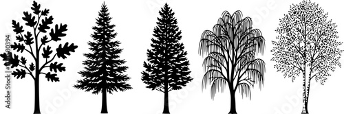 silhouette tree set