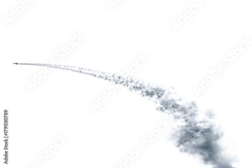 White Aircraft Condensation Trail with Soft Fade Isolated